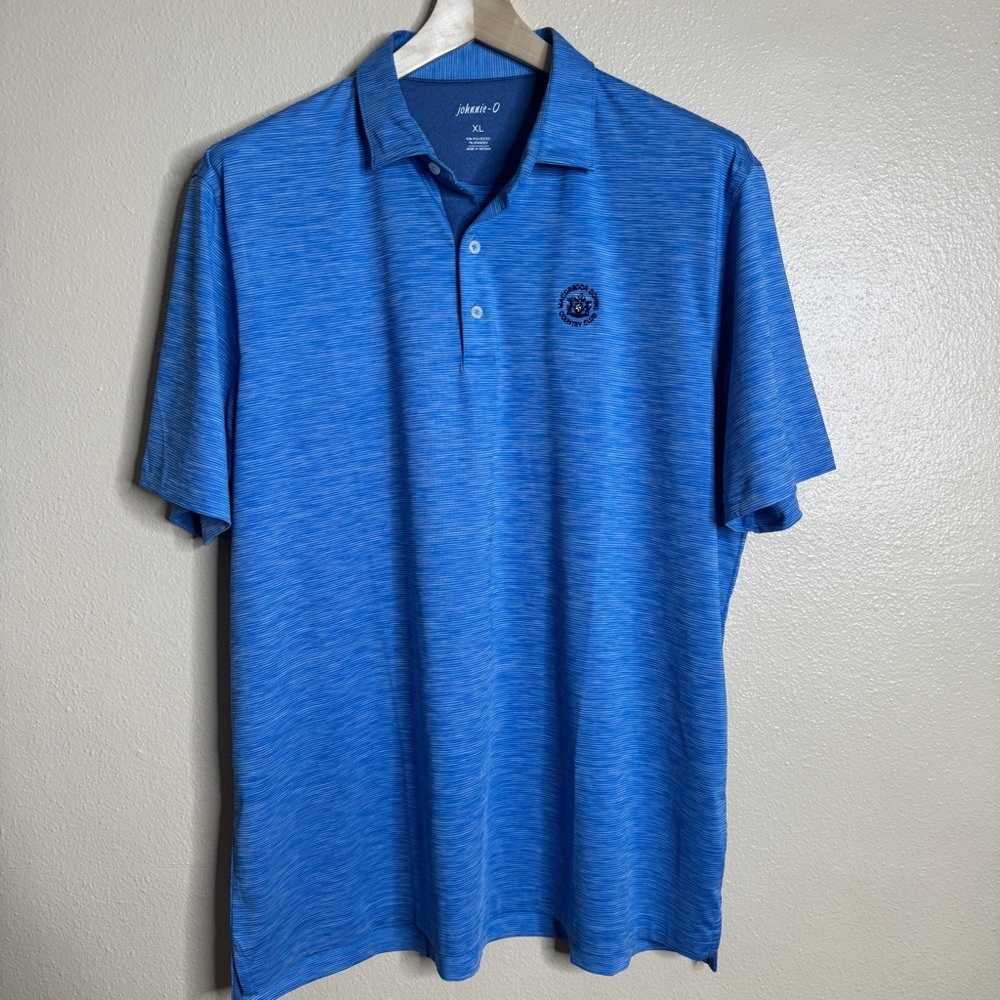 Johnnie-O Shirt Mens XL Blue Striped Polo Performance Golf Logo